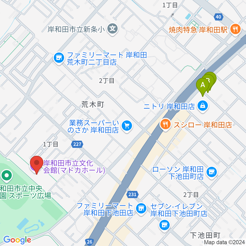 岸和田市立文化会館マドカホール周辺のホテル一覧地図