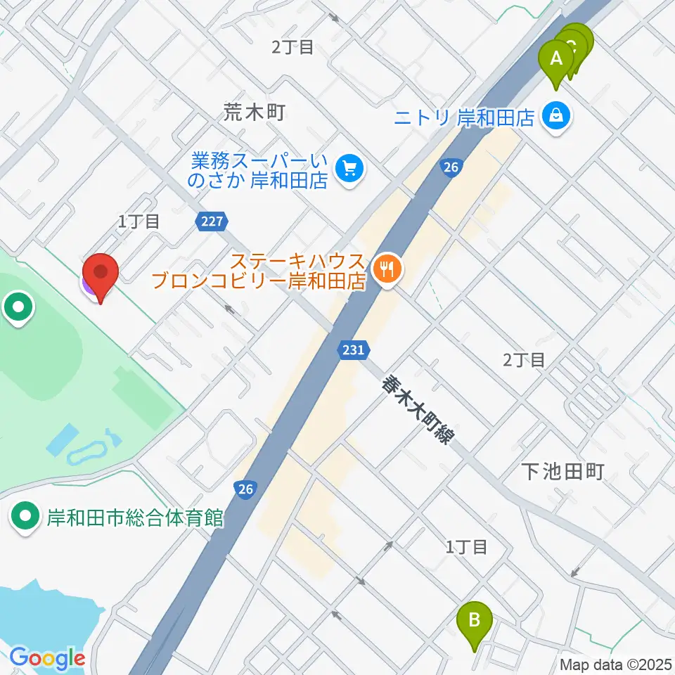 岸和田市立文化会館マドカホール周辺のホテル一覧地図