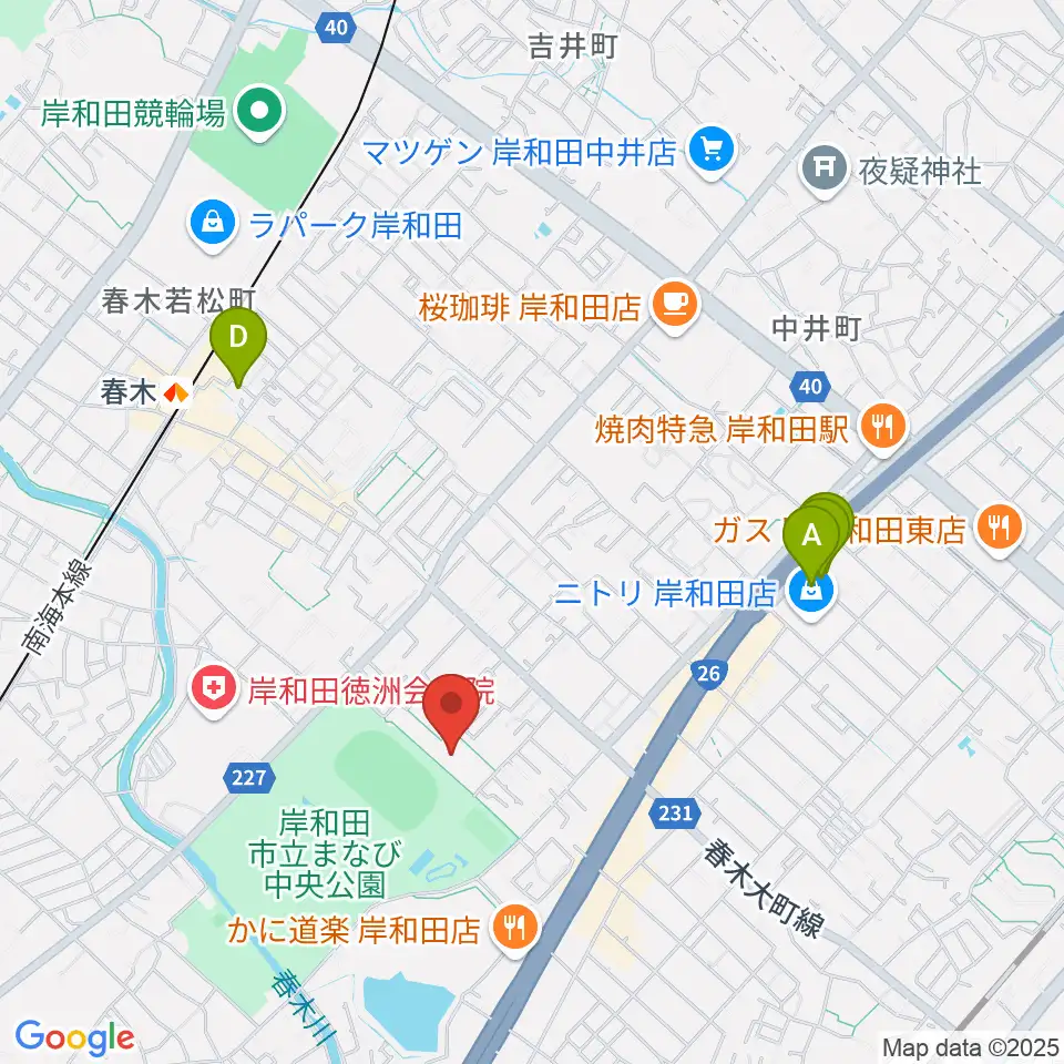 岸和田製鋼マドカホール周辺のホテル一覧地図