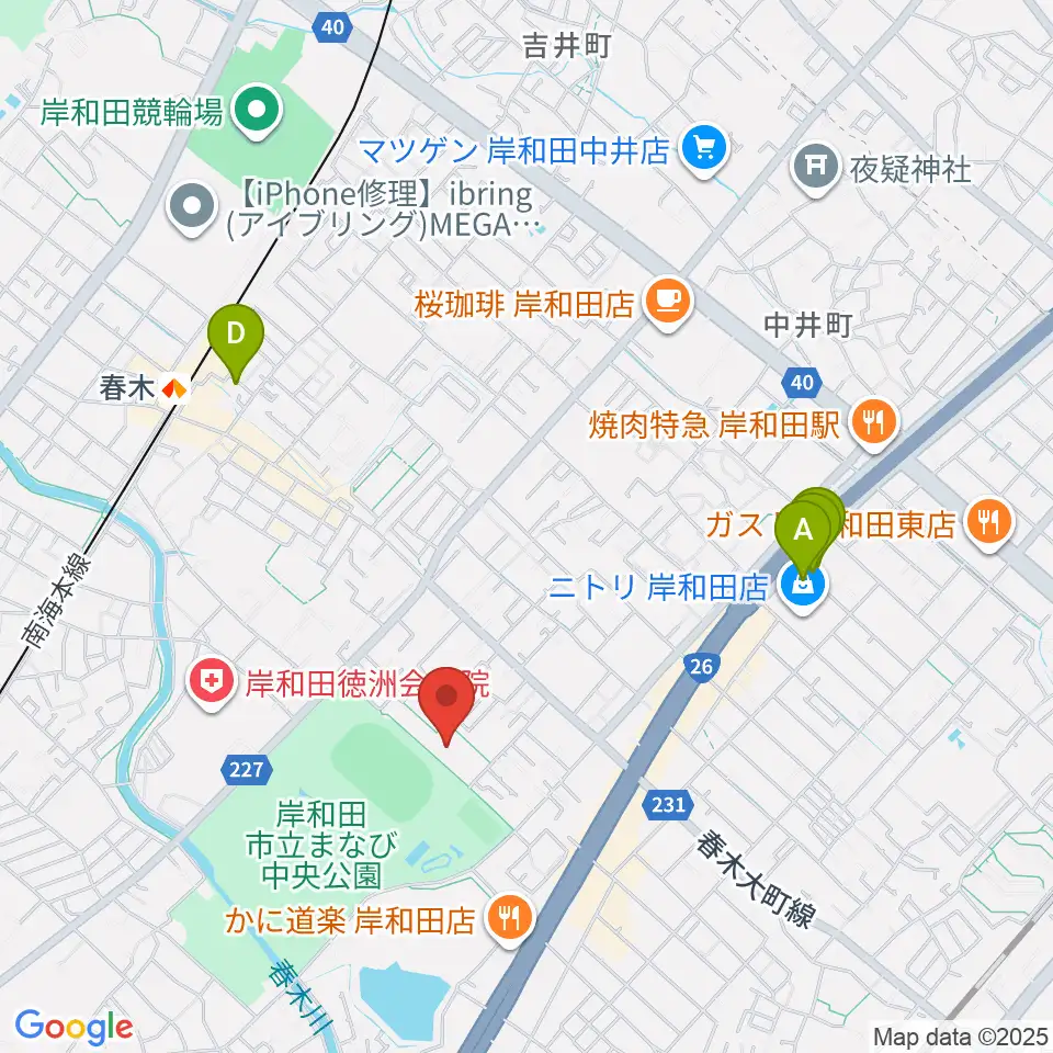 岸和田製鋼マドカホール周辺のホテル一覧地図