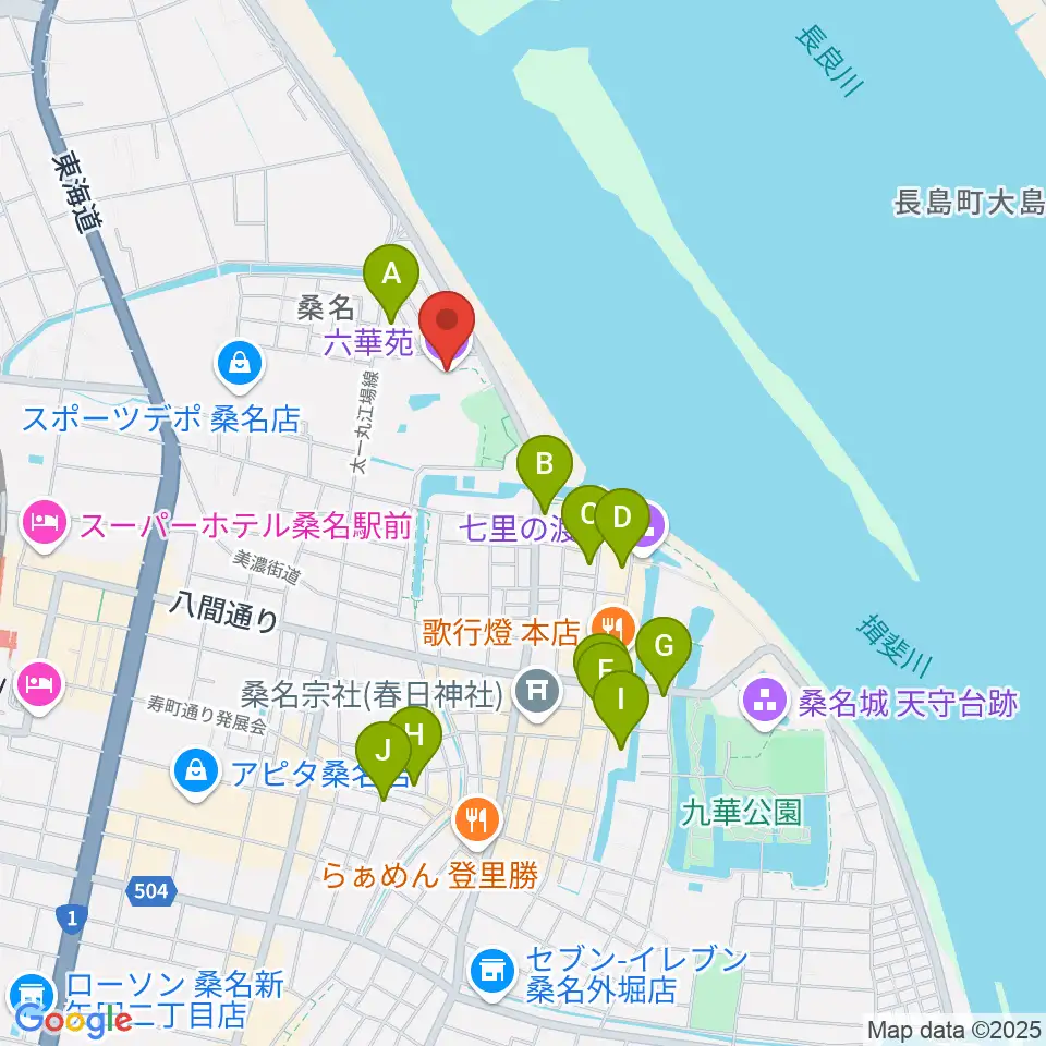 六華苑周辺のホテル一覧地図