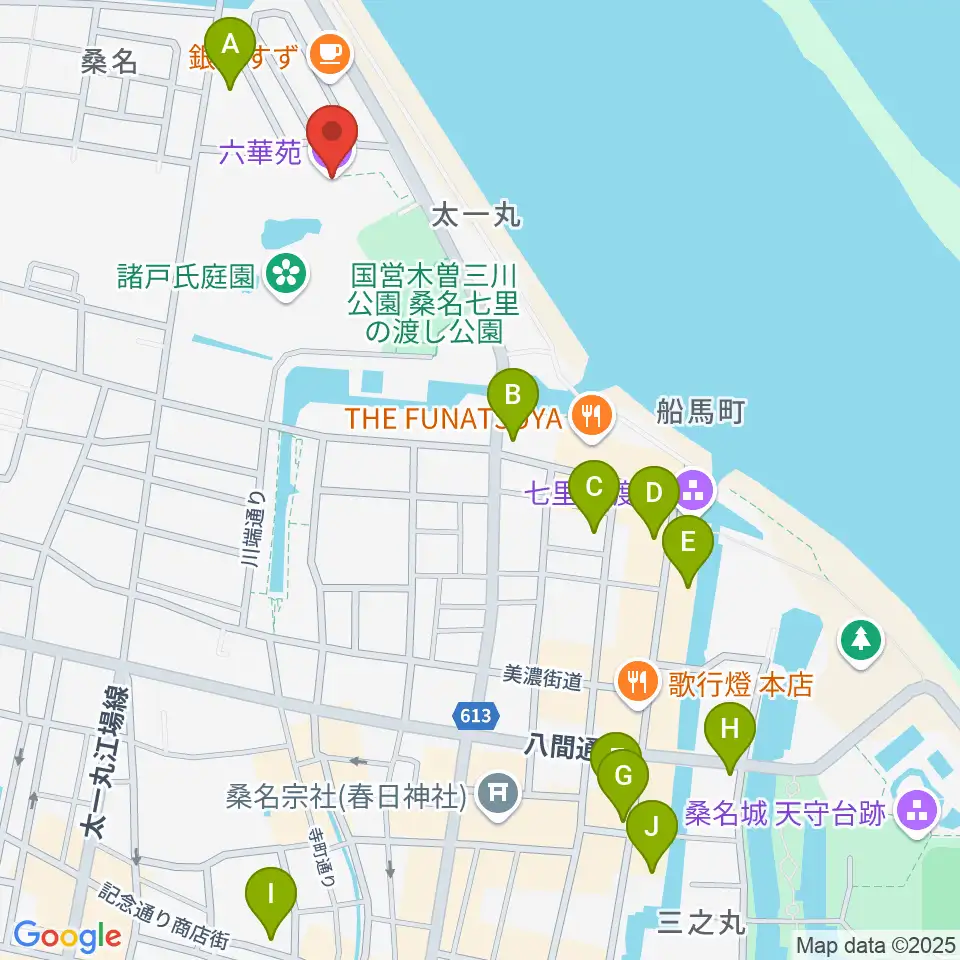 六華苑周辺のホテル一覧地図