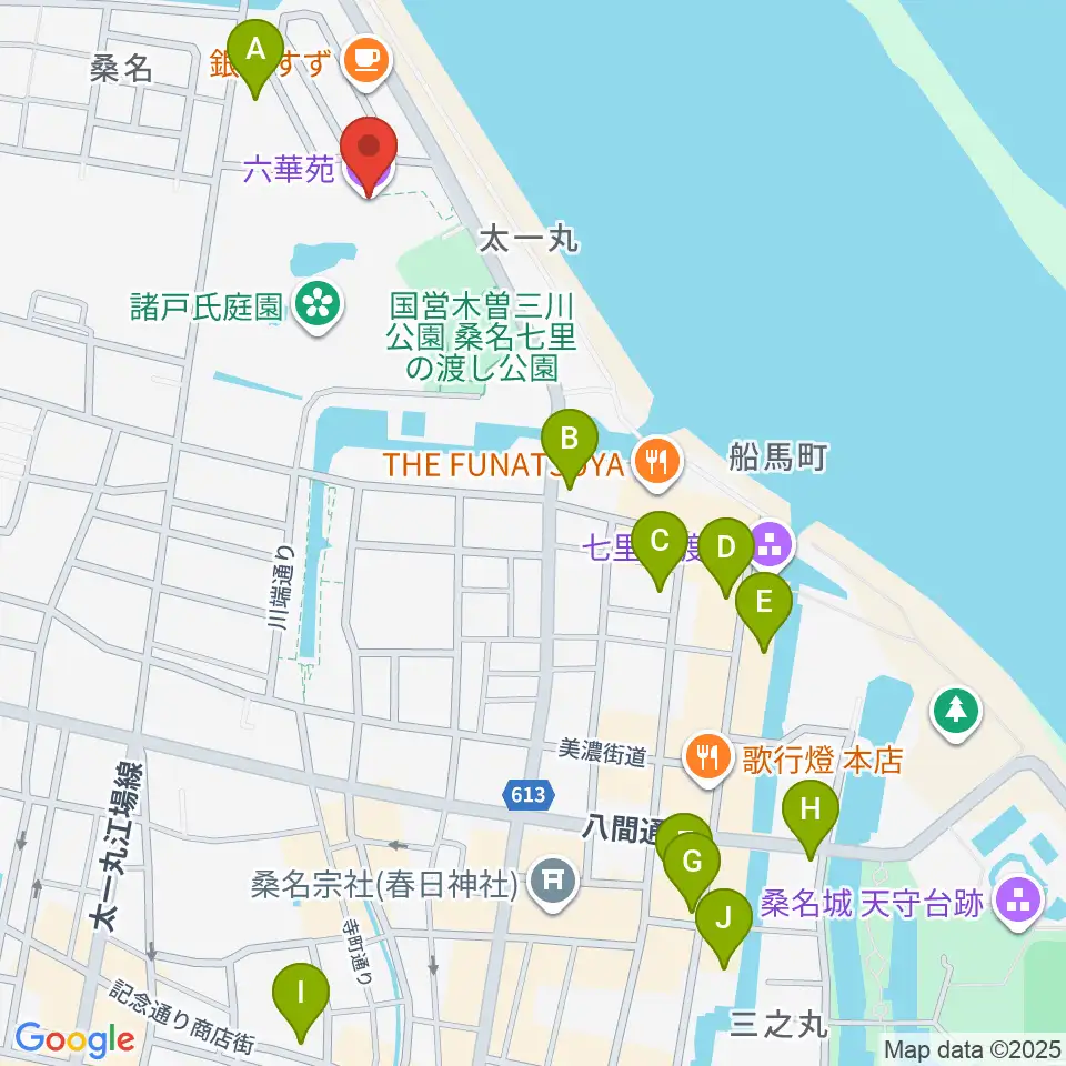 六華苑周辺のホテル一覧地図