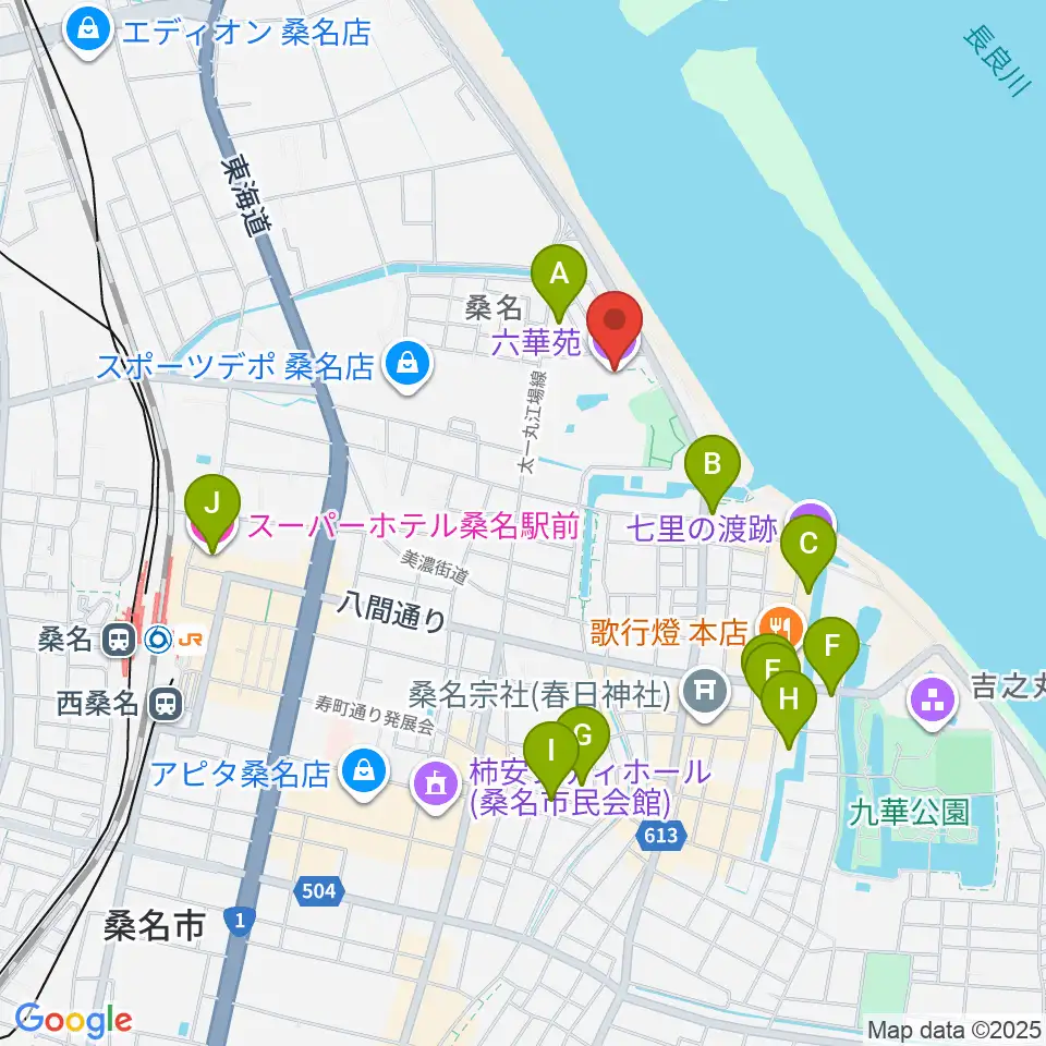 六華苑周辺のホテル一覧地図