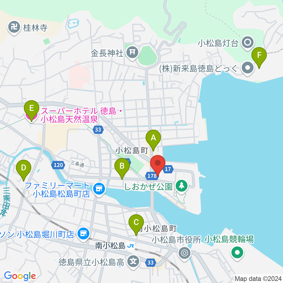 小松島市サウンドハウスホール周辺のホテル一覧地図