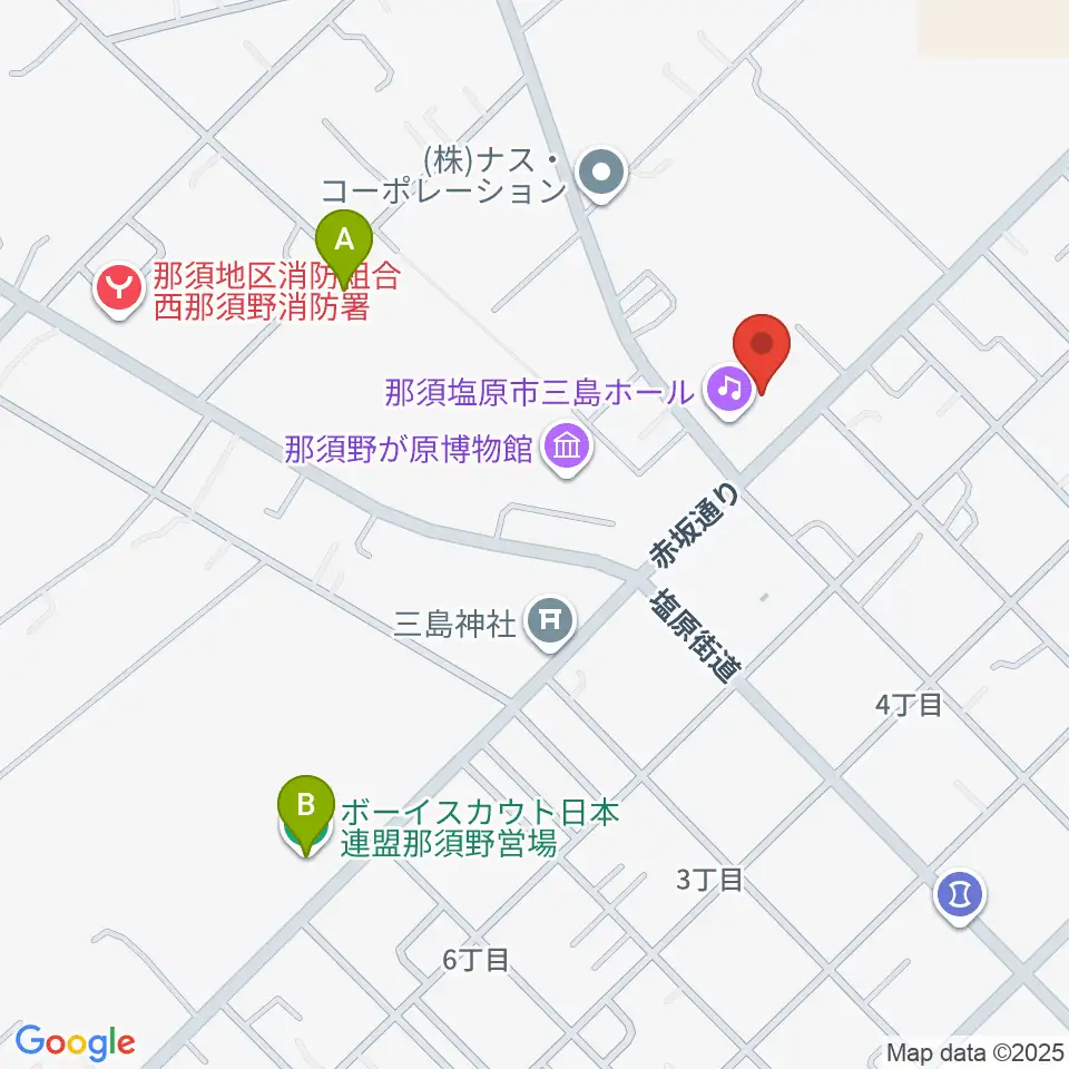 那須塩原市三島ホール周辺のホテル一覧地図