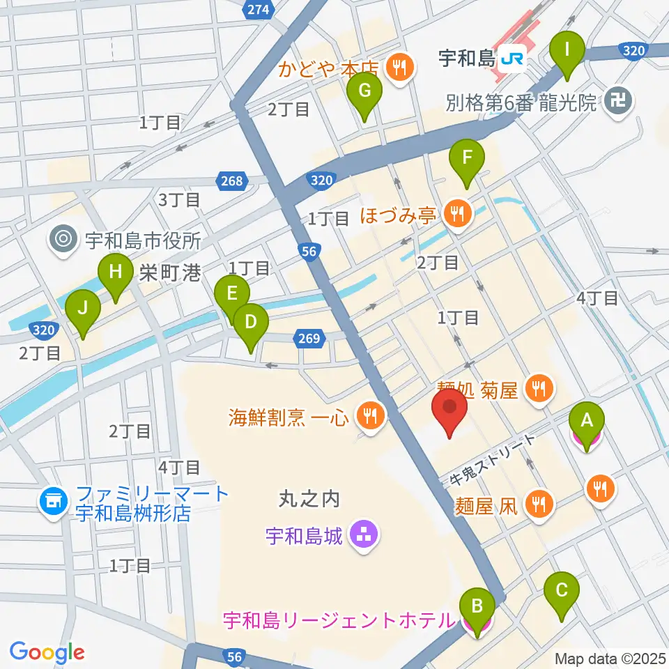 南予文化会館周辺のホテル一覧地図