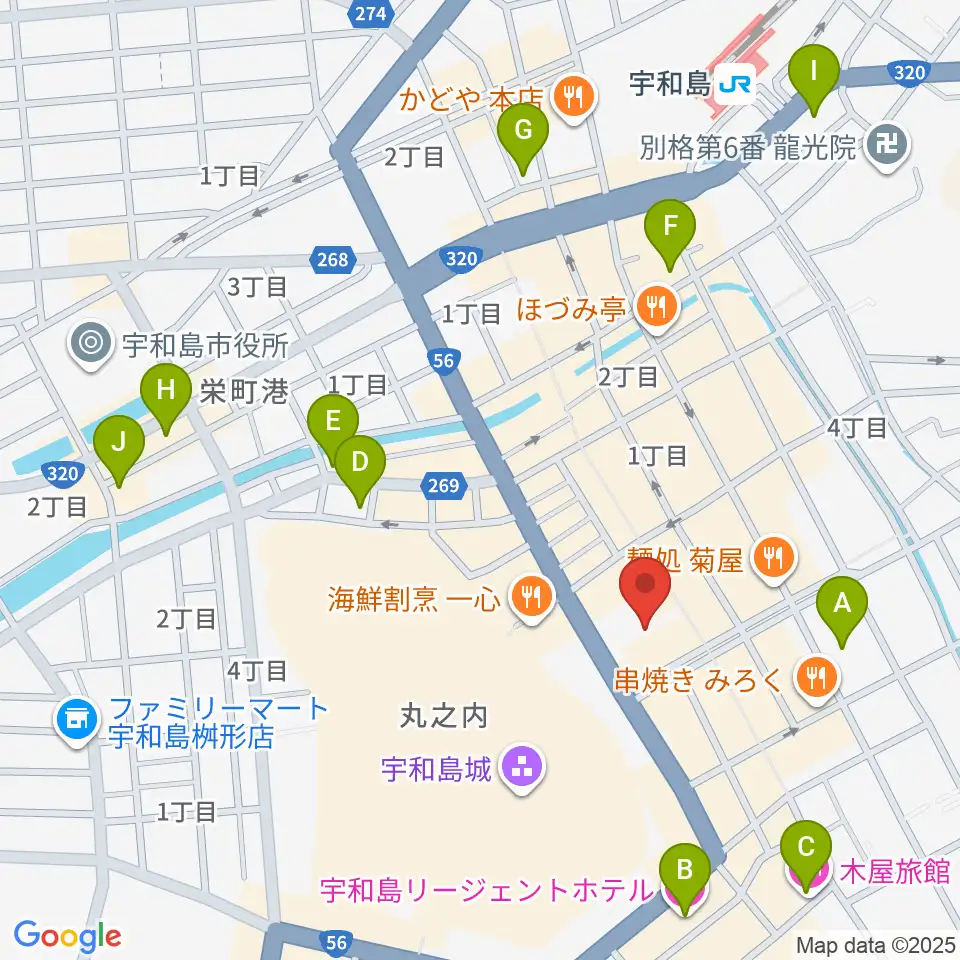 南予文化会館周辺のホテル一覧地図