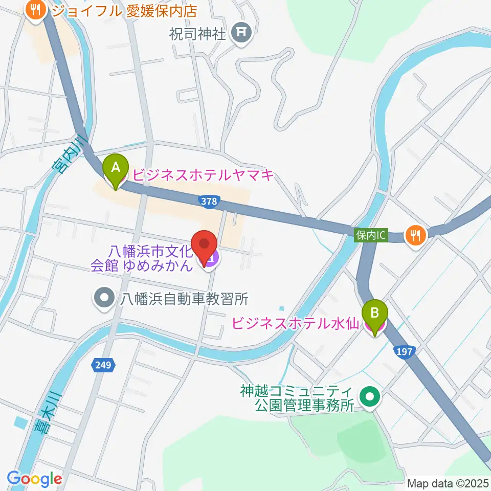 八幡浜市文化会館ゆめみかん周辺のホテル一覧地図