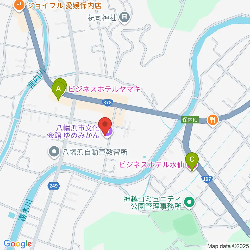 八幡浜市文化会館ゆめみかん周辺のホテル一覧地図