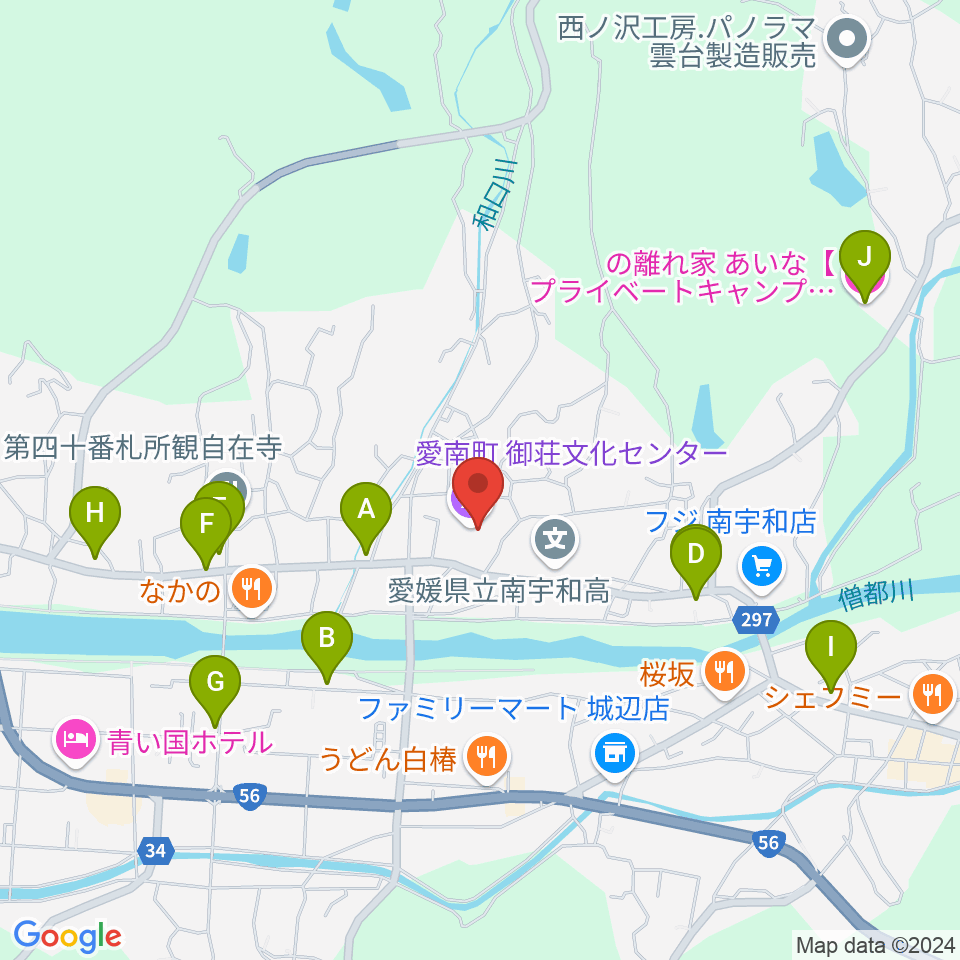 愛南町御荘文化センター周辺のホテル一覧地図