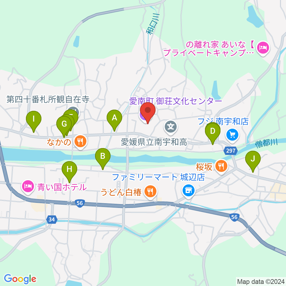 愛南町御荘文化センター周辺のホテル一覧地図