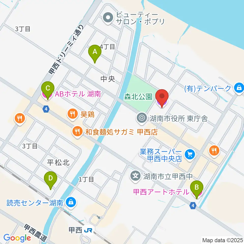 湖南市甲西文化ホール周辺のホテル一覧地図