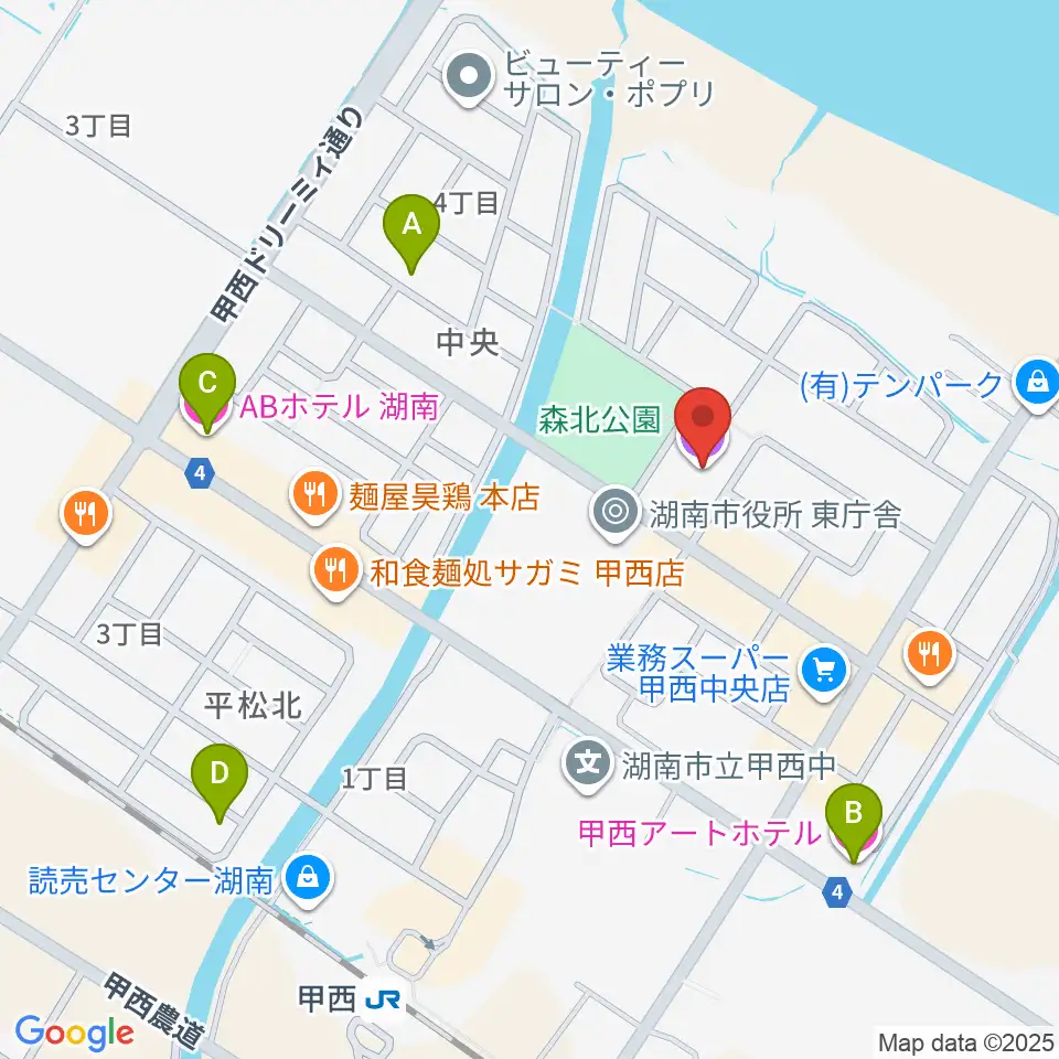 湖南市甲西文化ホール周辺のホテル一覧地図