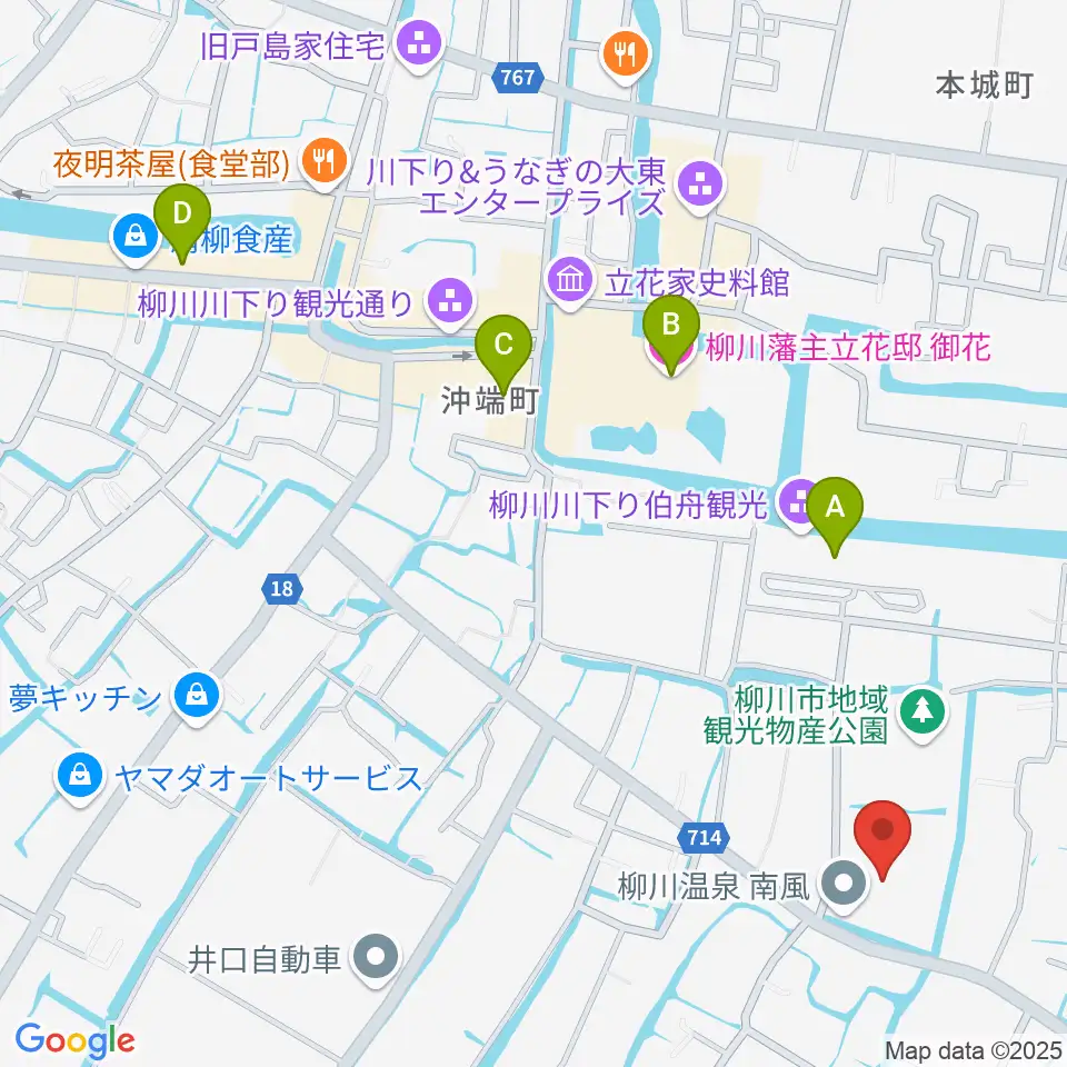 柳川総合保健福祉センター 水の郷ホール周辺のホテル一覧地図
