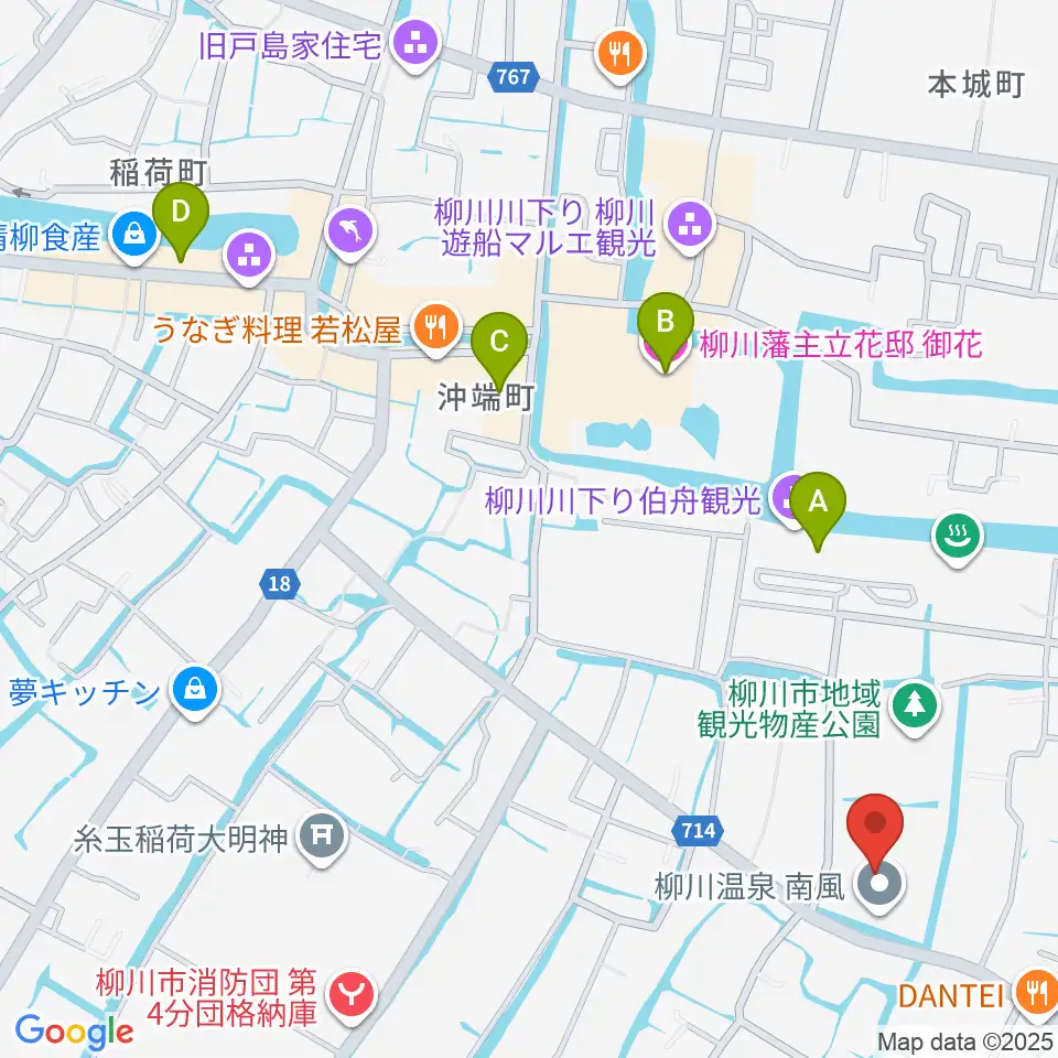 柳川総合保健福祉センター 水の郷ホール周辺のホテル一覧地図