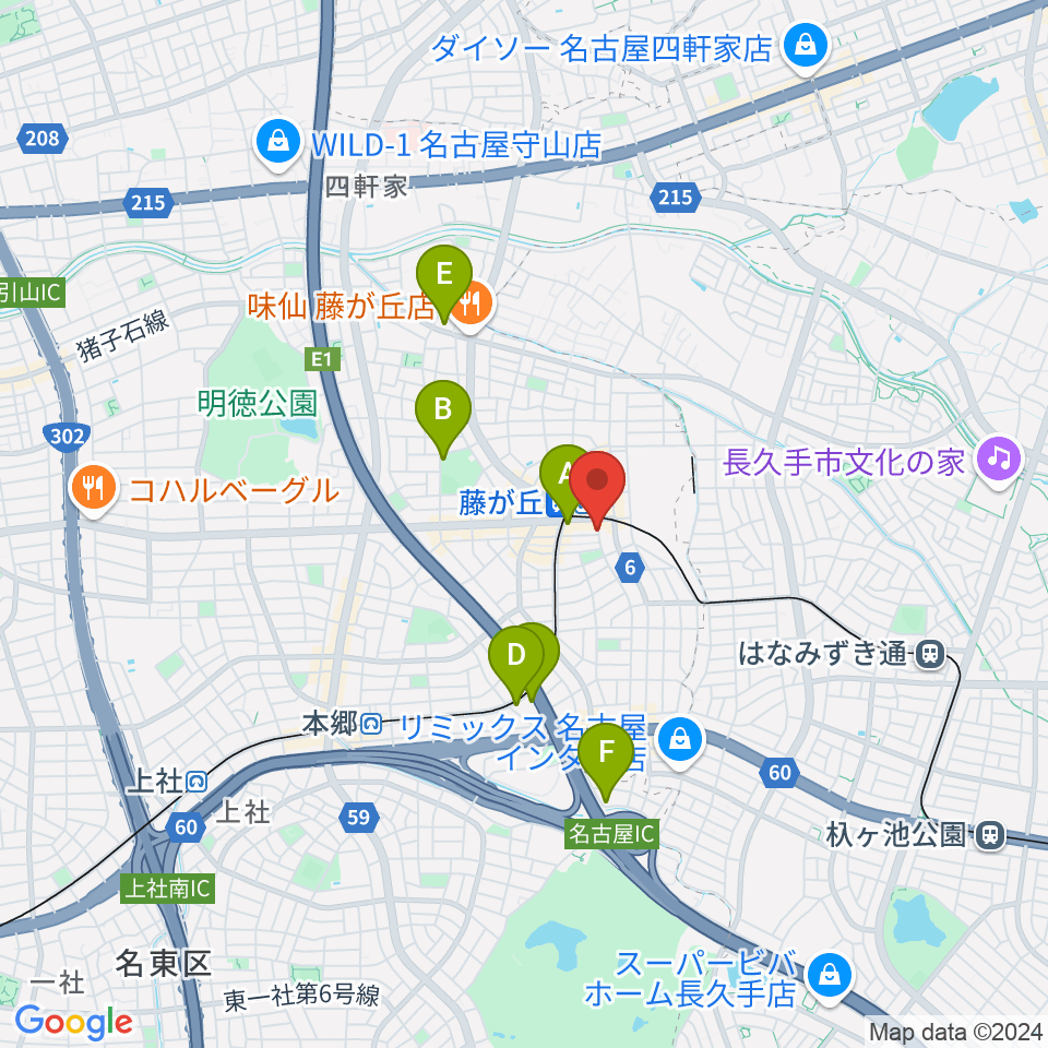 日響楽器 藤ヶ丘店周辺のホテル一覧地図