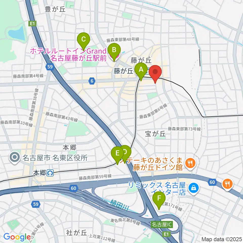 日響楽器 藤ヶ丘店周辺のホテル一覧地図