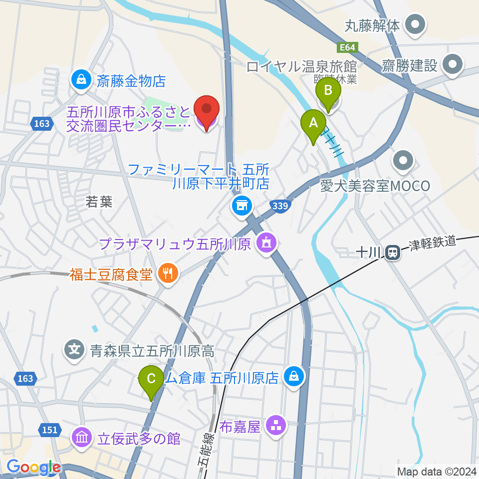 ふるさと交流圏民センター オルテンシア周辺のホテル一覧地図