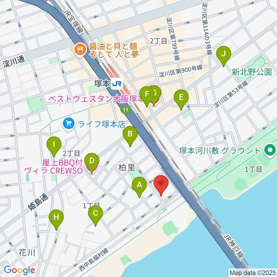 スタジオライラックレインボーズ周辺のホテル一覧地図