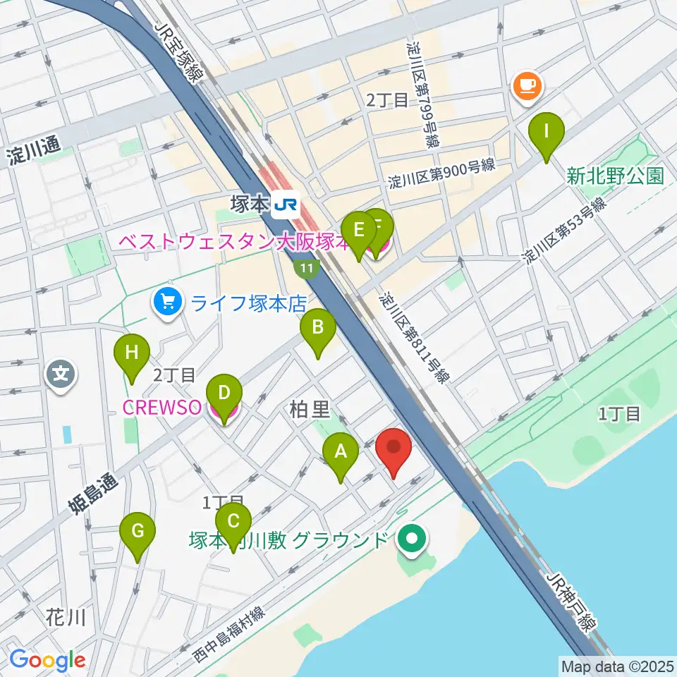 スタジオライラックレインボーズ周辺のホテル一覧地図