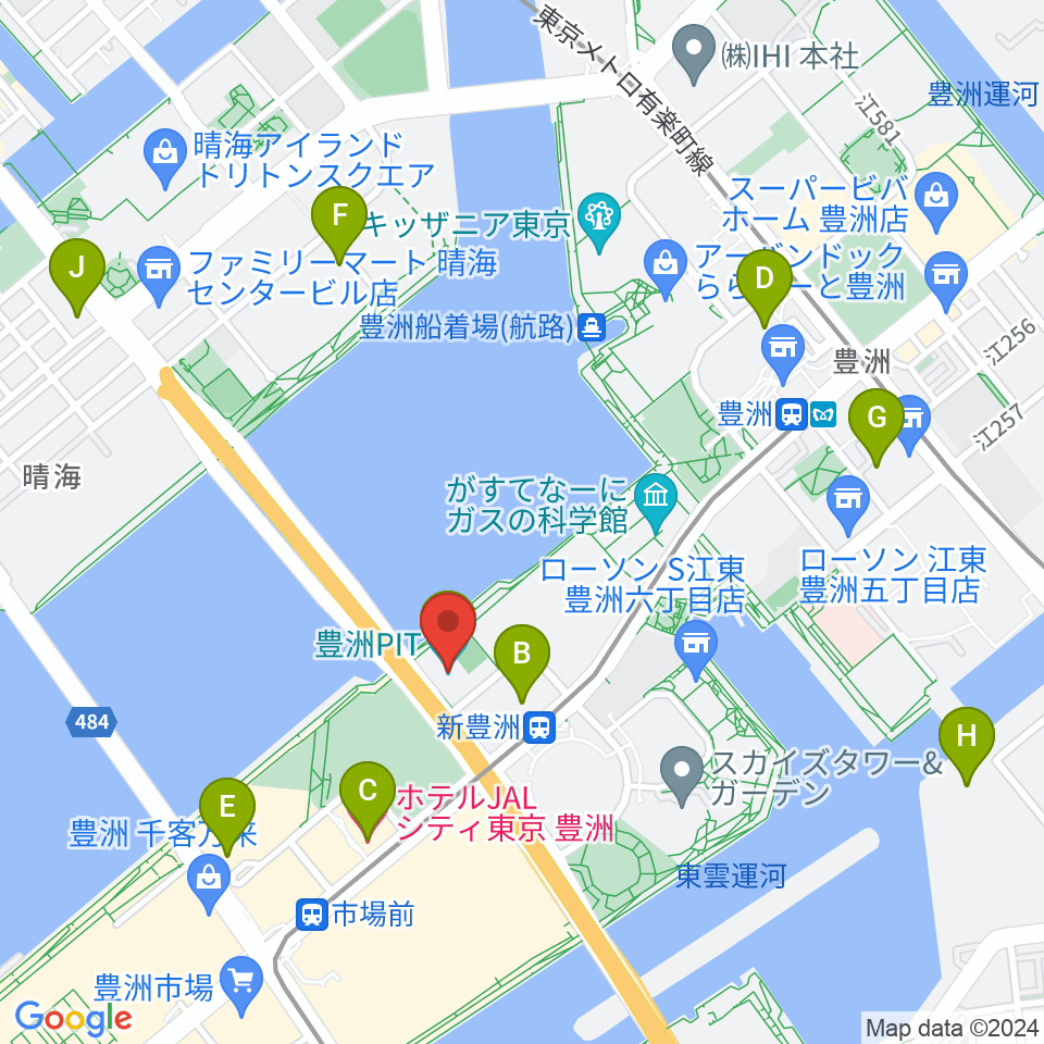 豊洲PIT周辺のホテル一覧地図