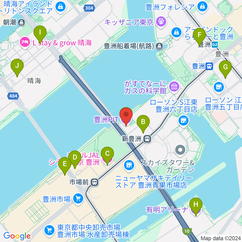 豊洲PIT周辺のホテル一覧地図