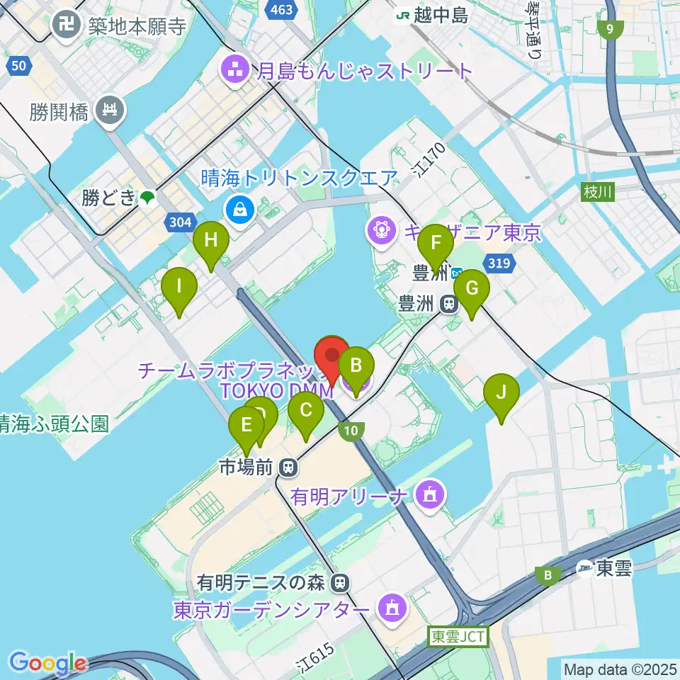 豊洲PIT周辺のホテル一覧地図