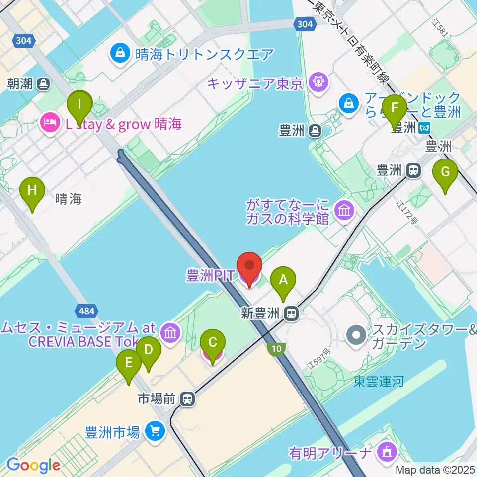 豊洲PIT周辺のホテル一覧地図