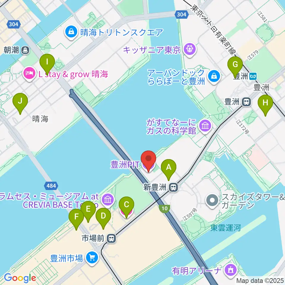 豊洲PIT周辺のホテル一覧地図