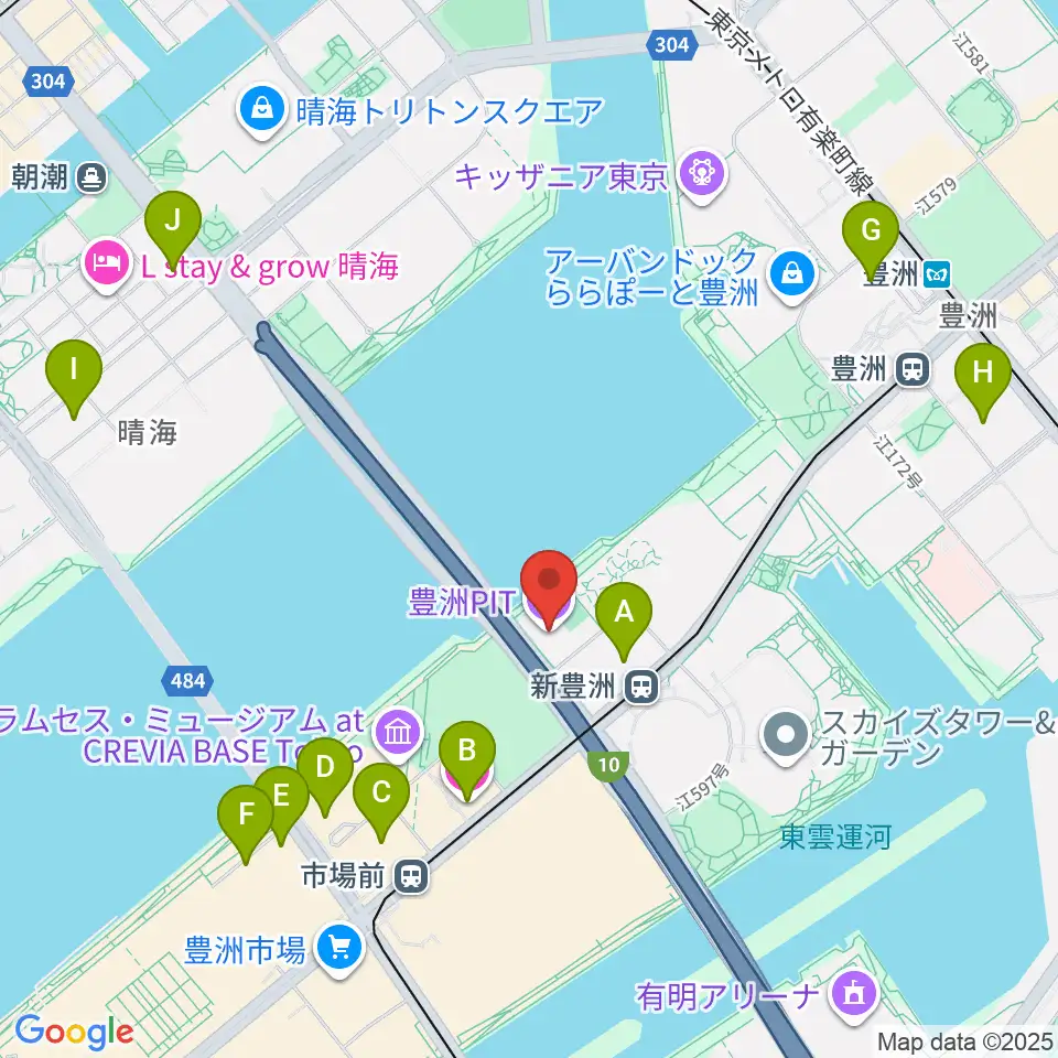 豊洲PIT周辺のホテル一覧地図