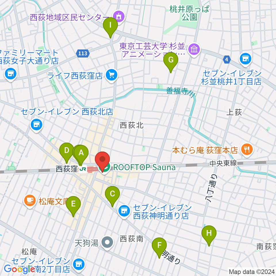 西荻窪ピットバー周辺のホテル一覧地図