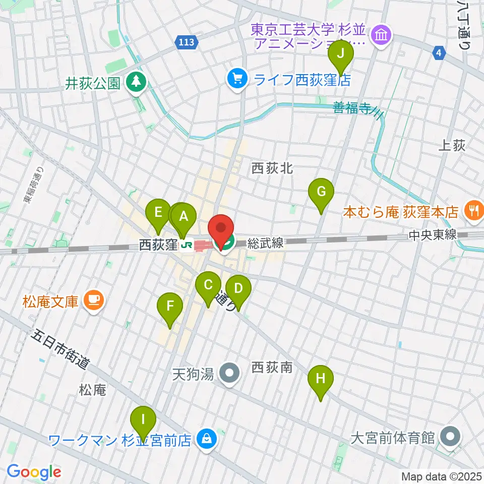 西荻窪ピットバー周辺のホテル一覧地図