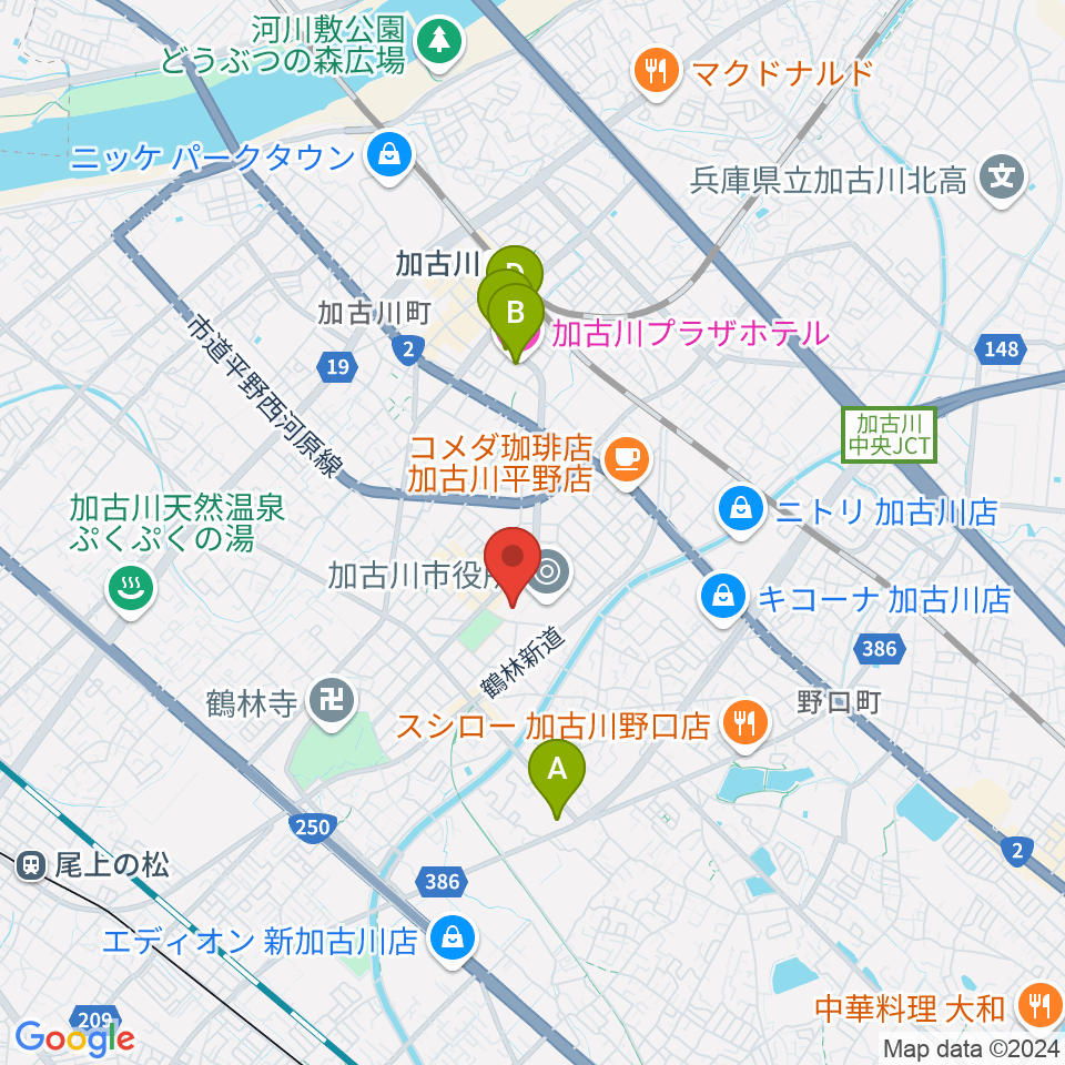 SHOWAグループ市民会館周辺のホテル一覧地図