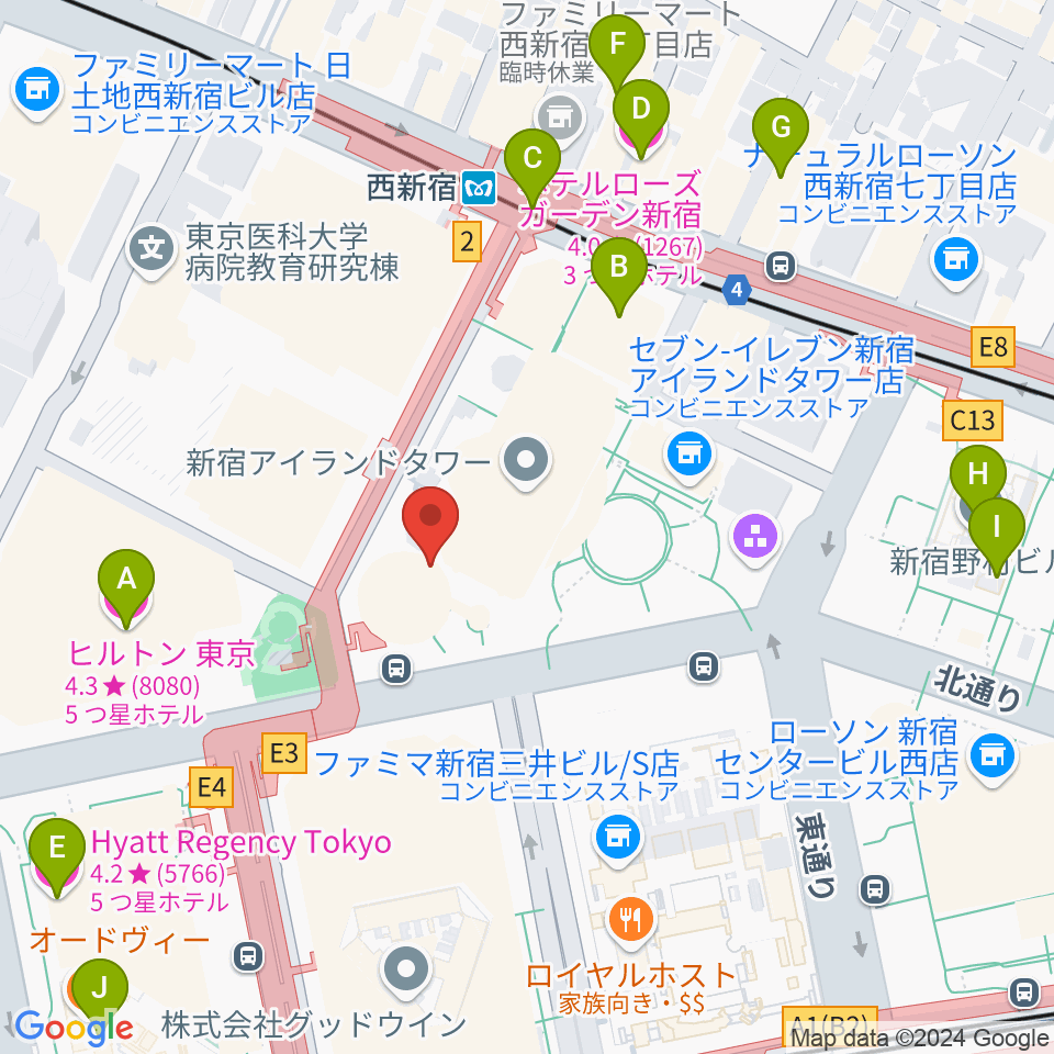 新宿ReNY周辺のホテル一覧地図