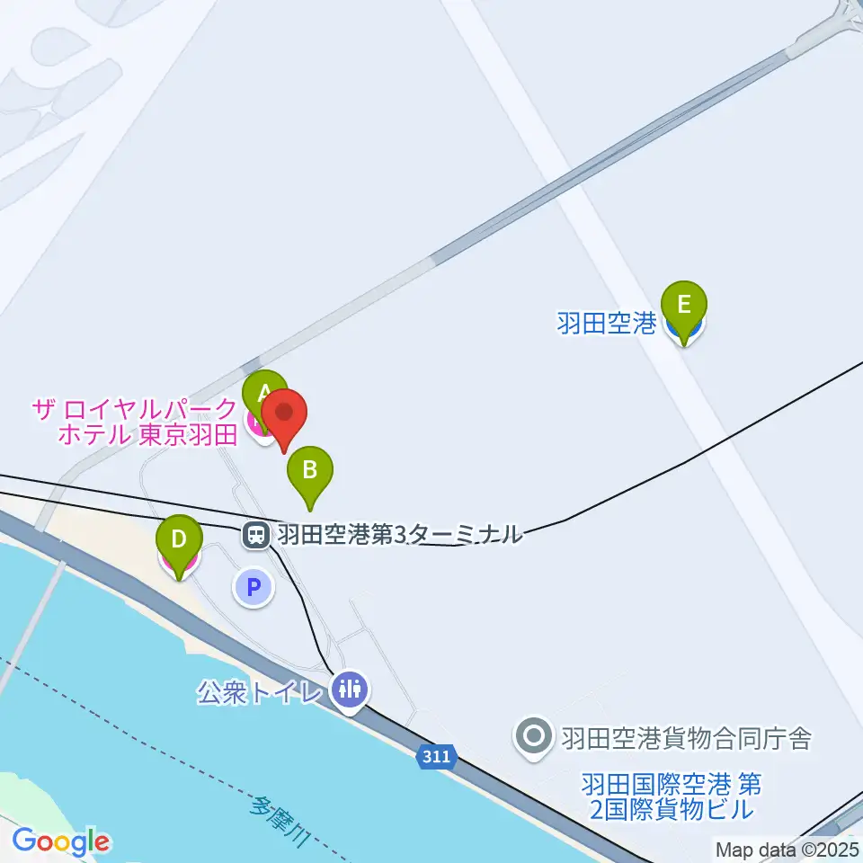 羽田空港ティアットスカイホール周辺のホテル一覧地図