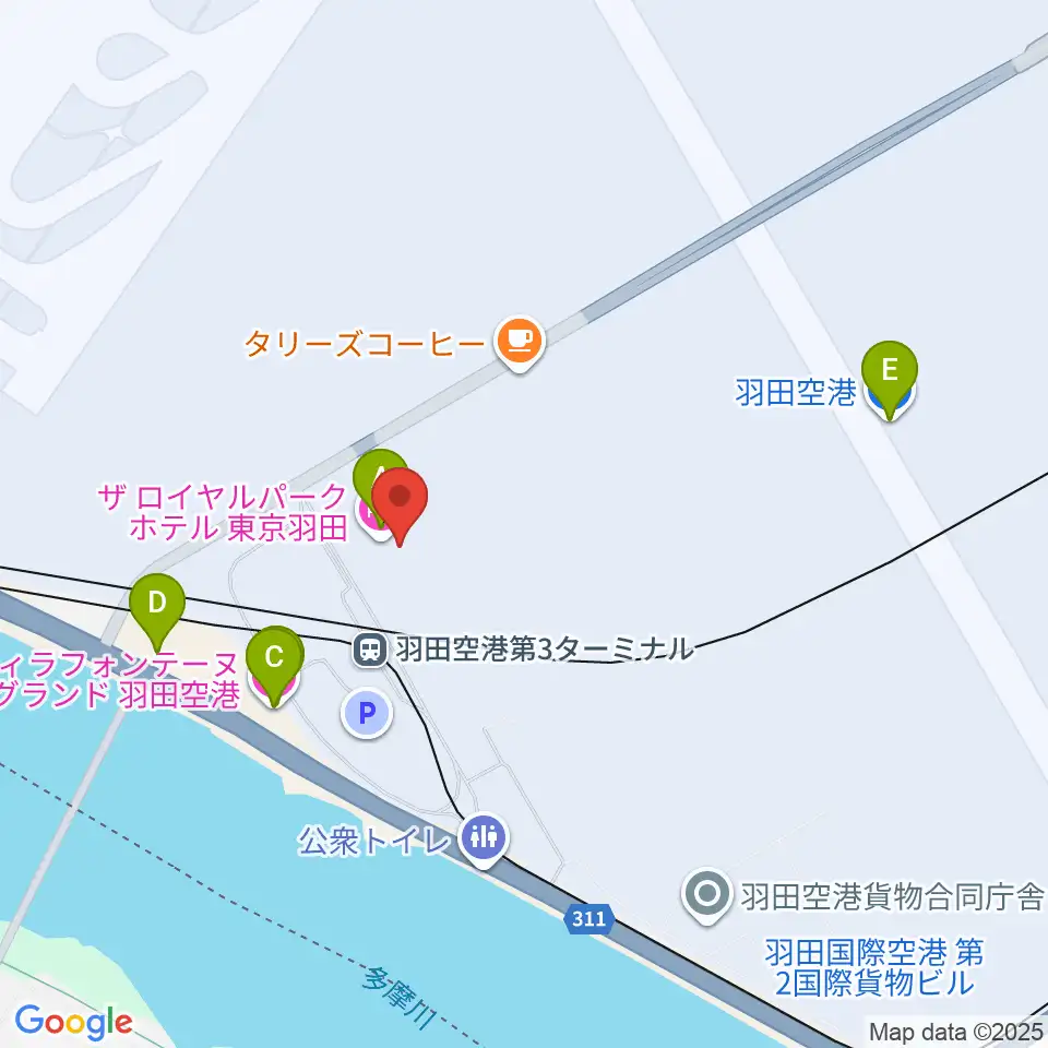 羽田空港ティアットスカイホール周辺のホテル一覧地図