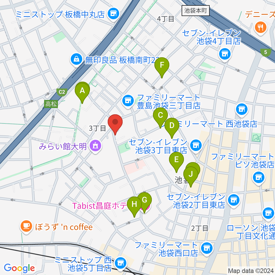 池袋ビッグバンボックス周辺のホテル一覧地図