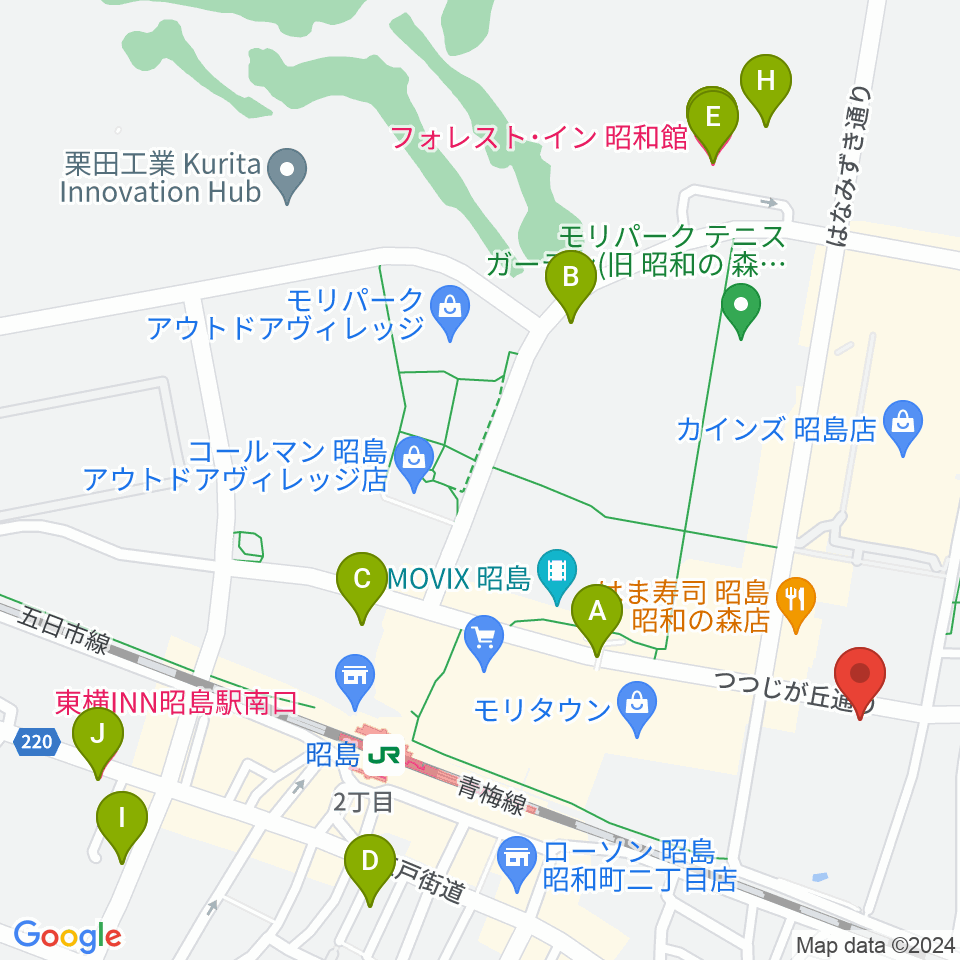 FOSTERホール 昭島市民会館周辺のホテル一覧地図