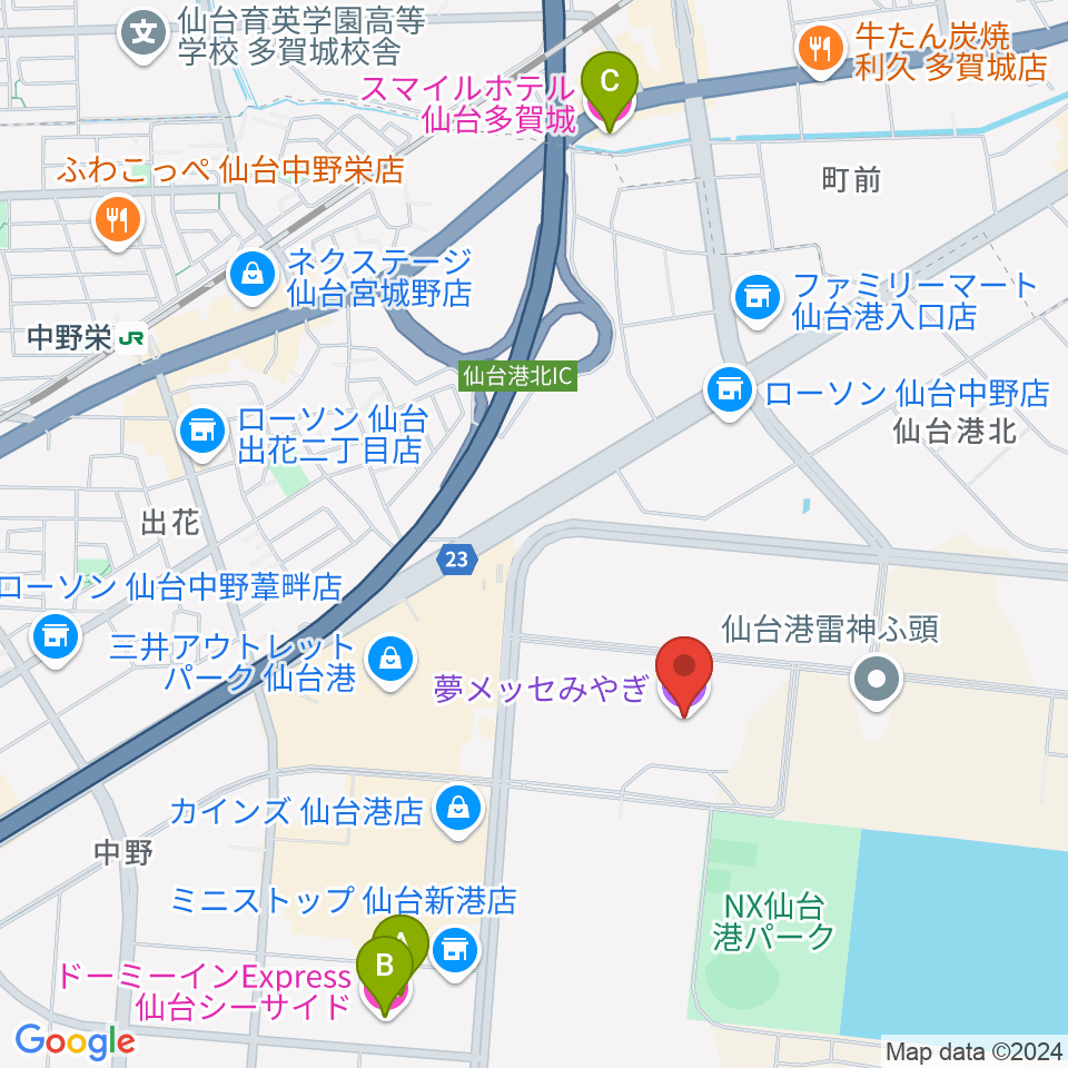 夢メッセみやぎ周辺のホテル一覧地図