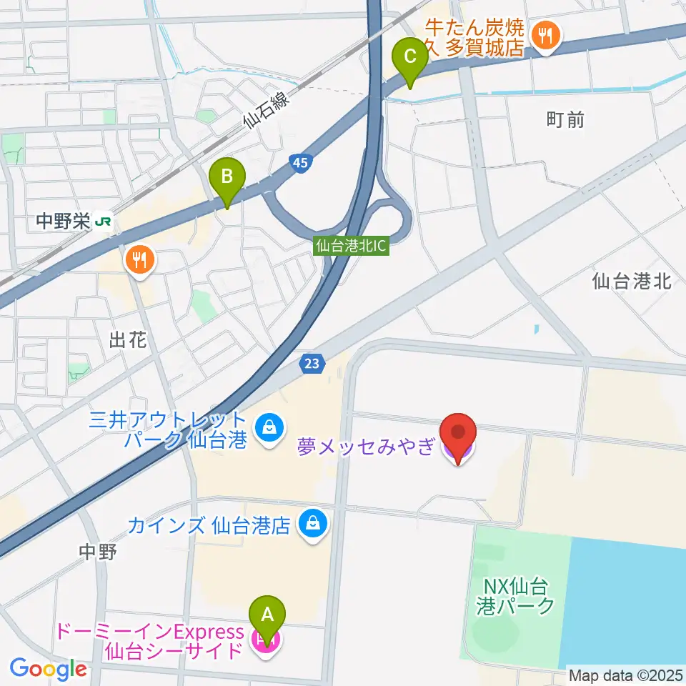 夢メッセみやぎ周辺のホテル一覧地図
