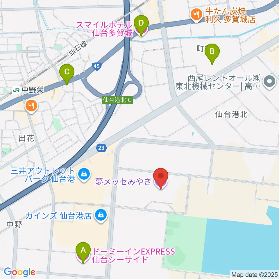 夢メッセみやぎ周辺のホテル一覧地図