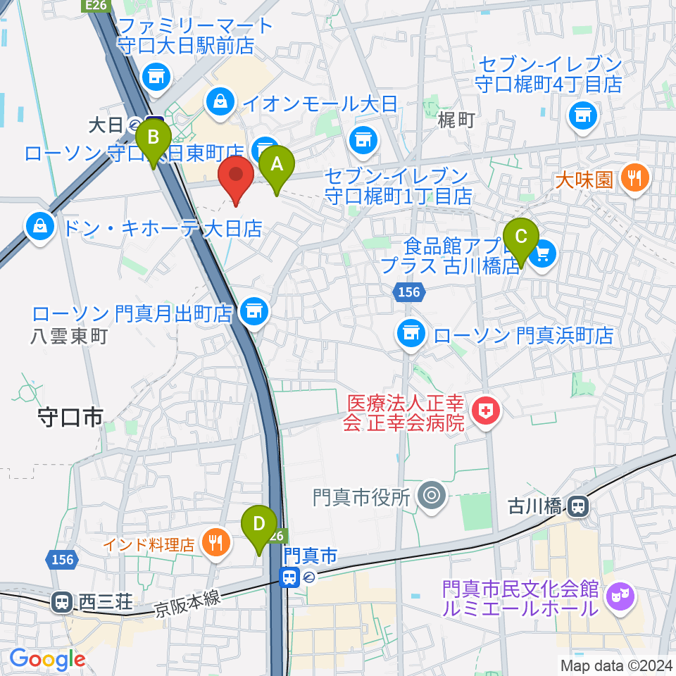 大東楽器ヤマハピアノストア周辺のホテル一覧地図