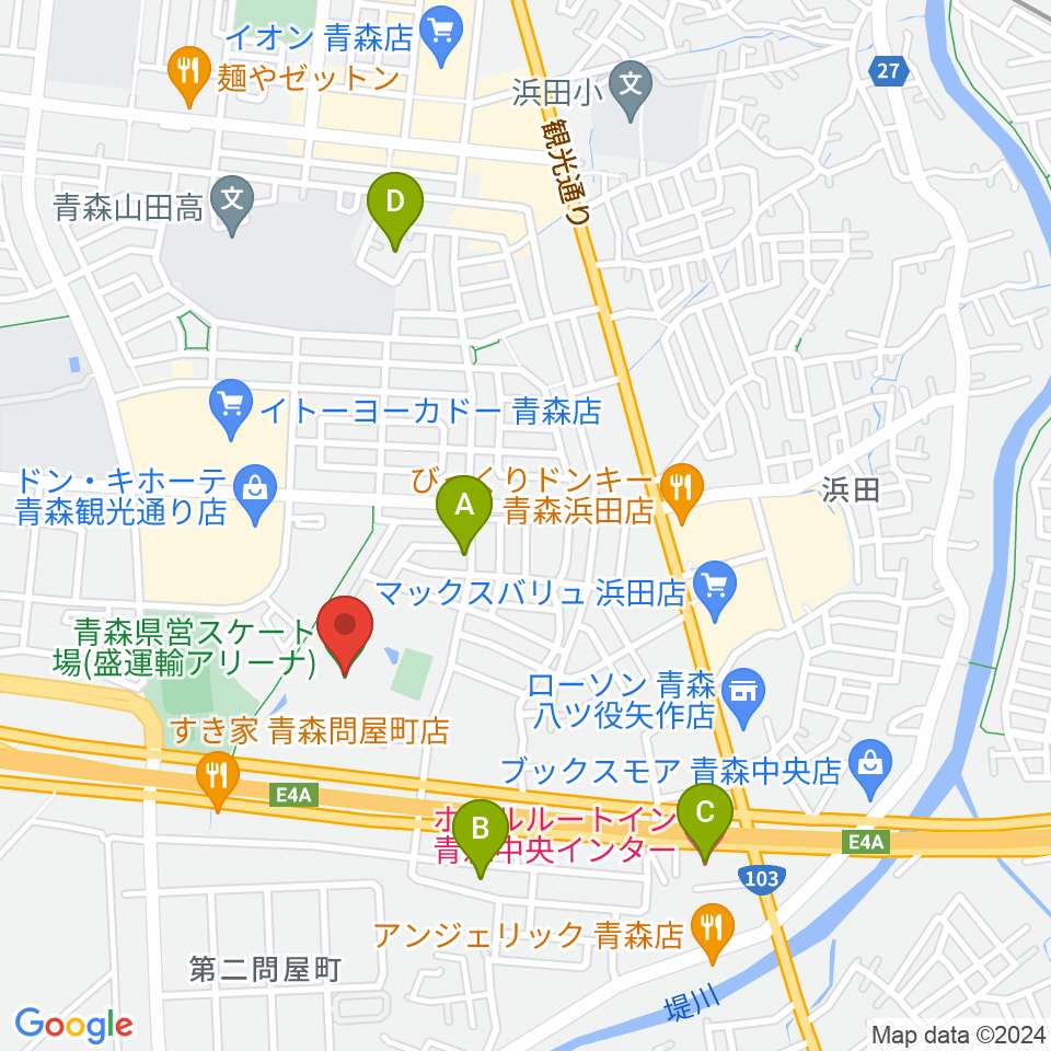 盛運輸アリーナ 青森県営スケート場周辺のホテル一覧地図