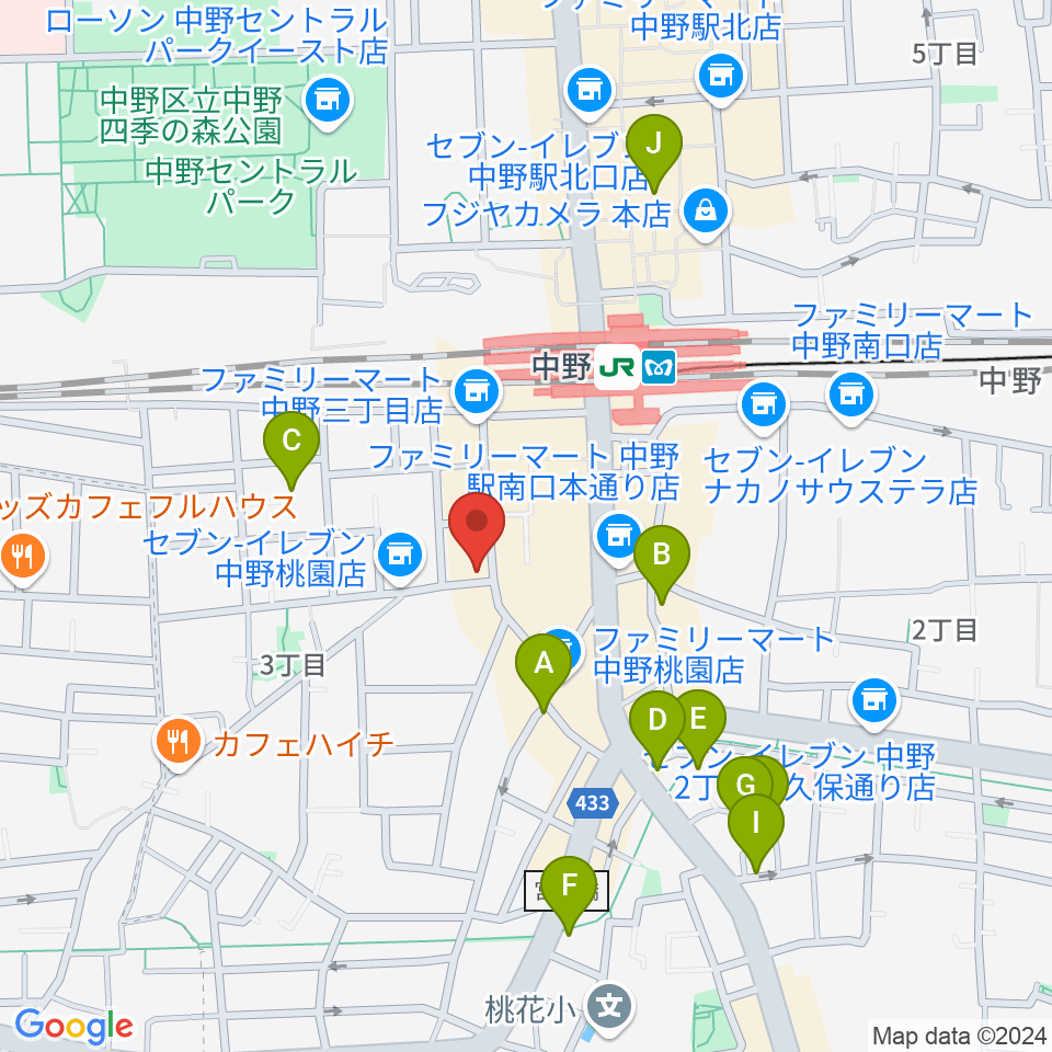 サウンドスタジオノア 中野店周辺のホテル一覧地図