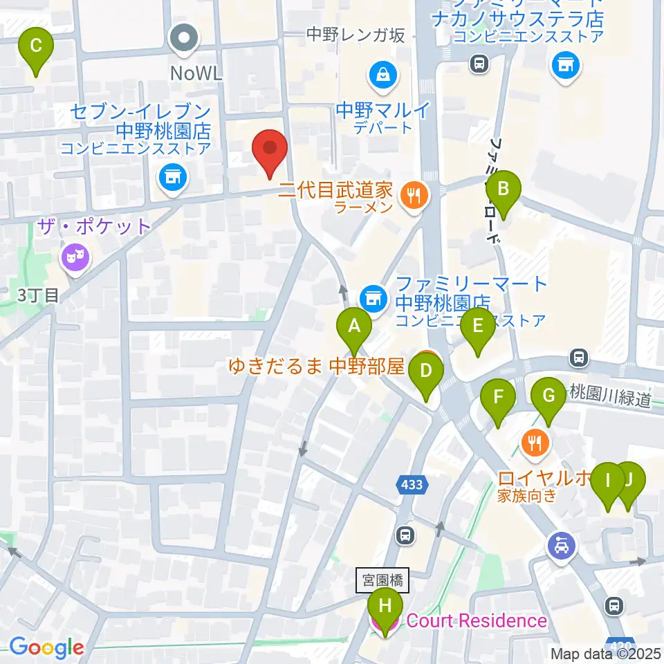 サウンドスタジオノア 中野店周辺のホテル一覧地図