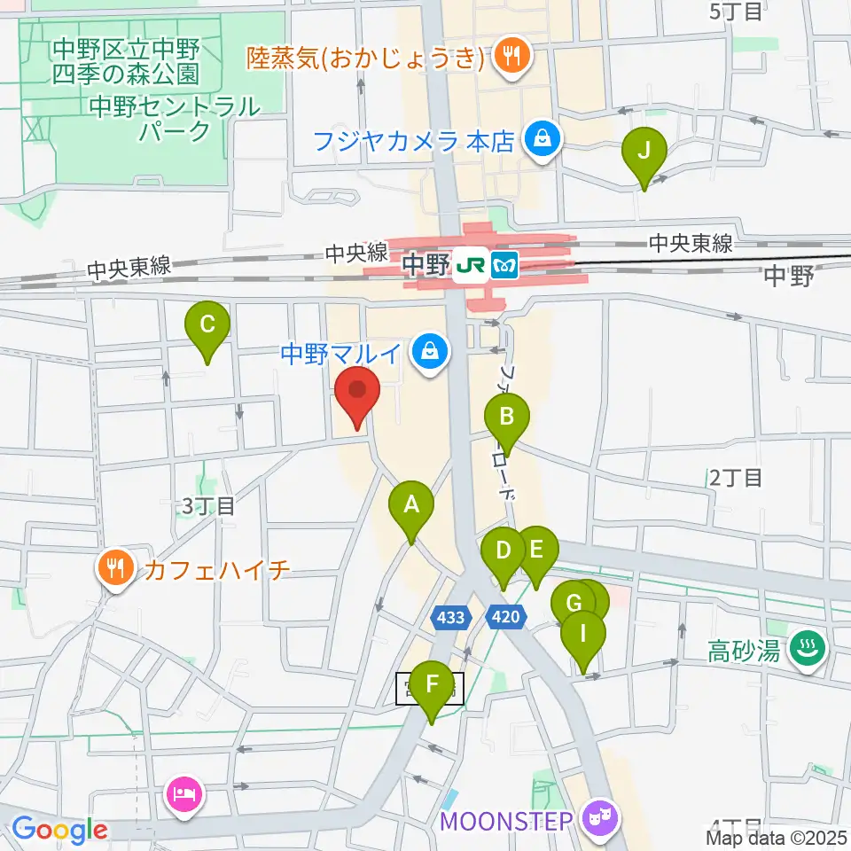 サウンドスタジオノア 中野店周辺のホテル一覧地図
