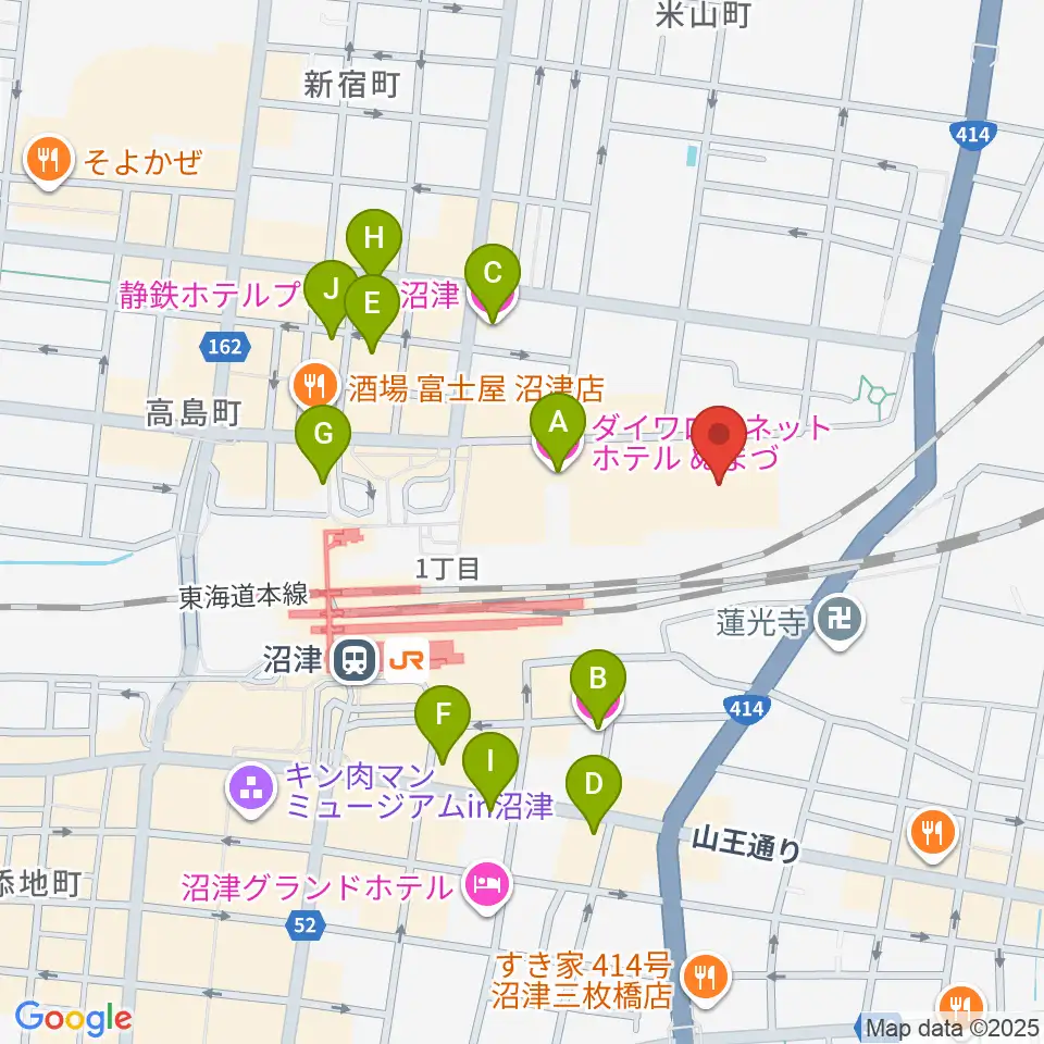 キラメッセぬまづ周辺のホテル一覧地図