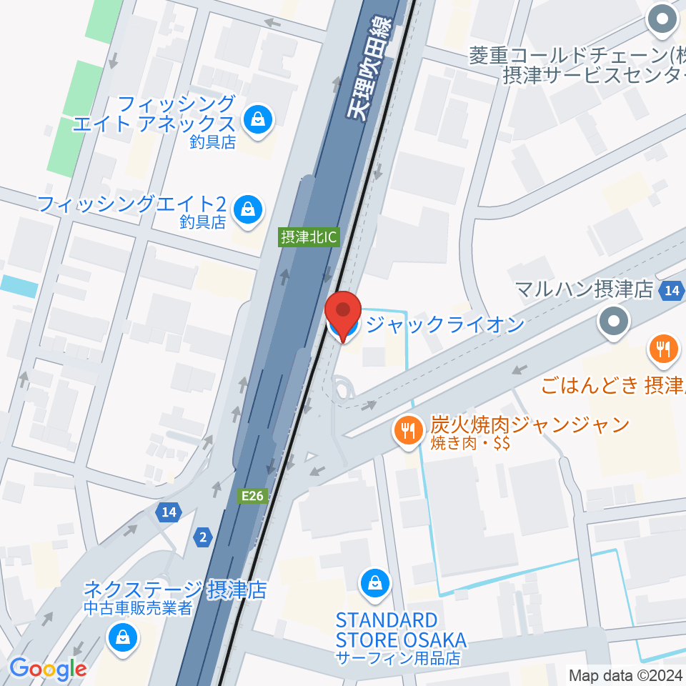 茨木ジャックライオン周辺のホテル一覧地図