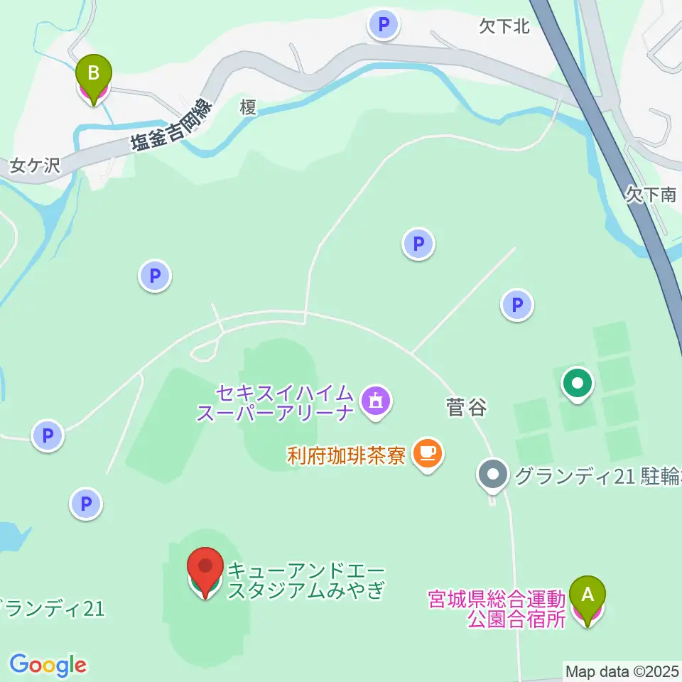 キューアンドエースタジアムみやぎ周辺のホテル一覧地図